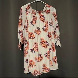 Off the Shoulder White Floral Dress